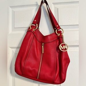 EUC Michael Kors hobo leather purse.  Red
